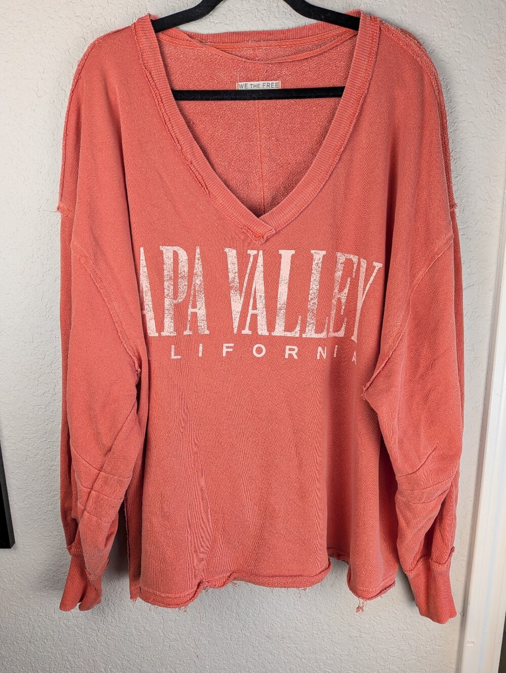 We The Free Oversized Sweater Coral Napa Valley Print S Distressed